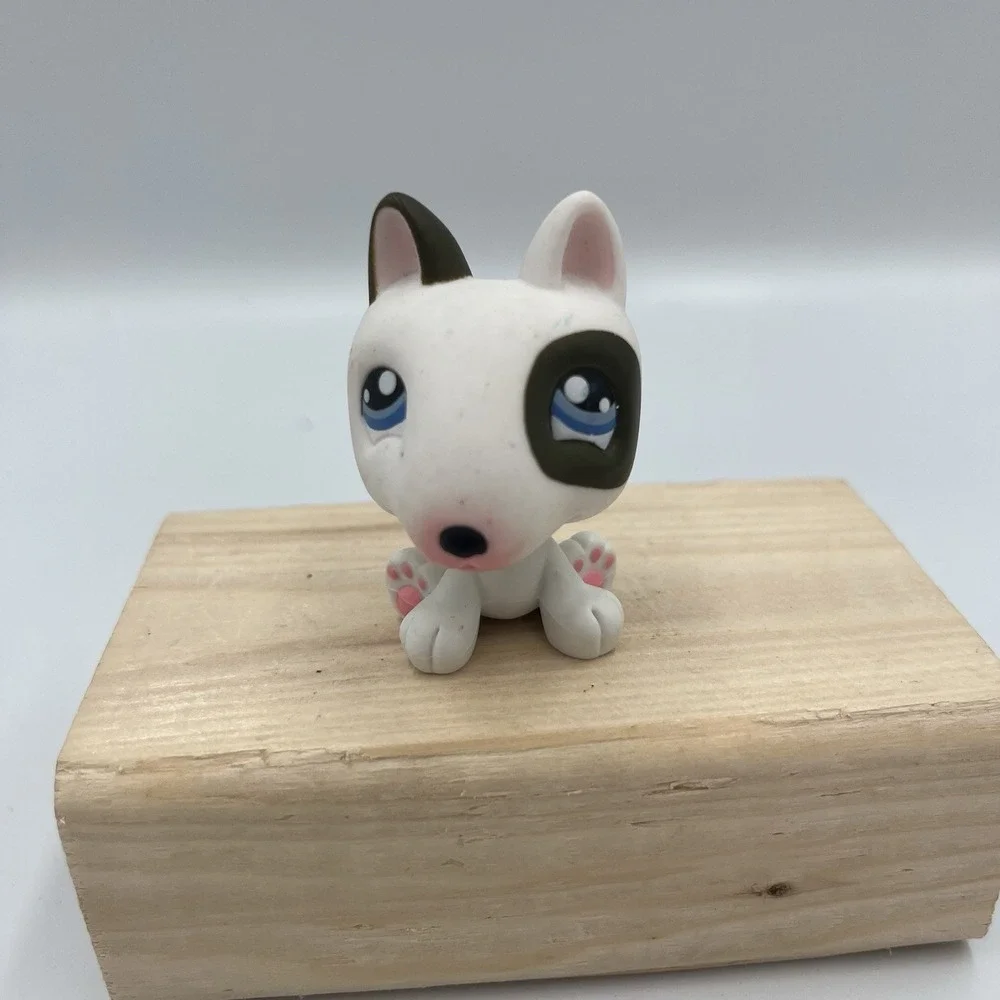 Littlest Pet Shop White Black Bull Terrier Dog Blue Eyes No‎ #1664 Vintage 2004